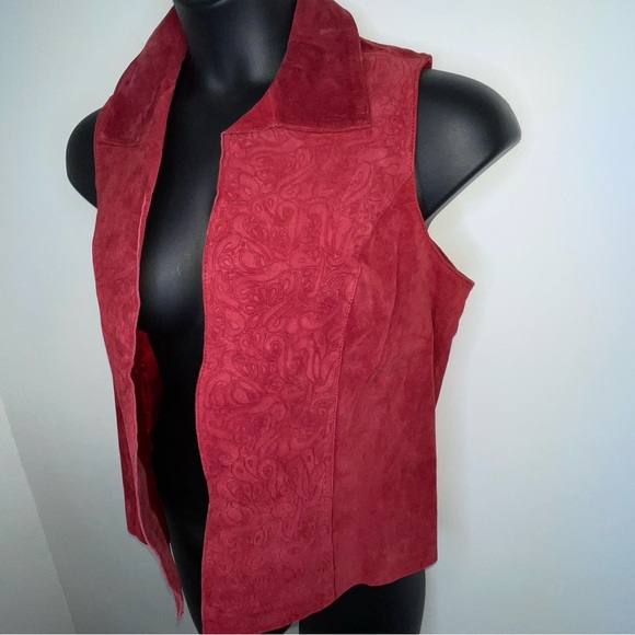 Coldwater Creek Suede Vest in Crimson Size S - Picture 3 of 8